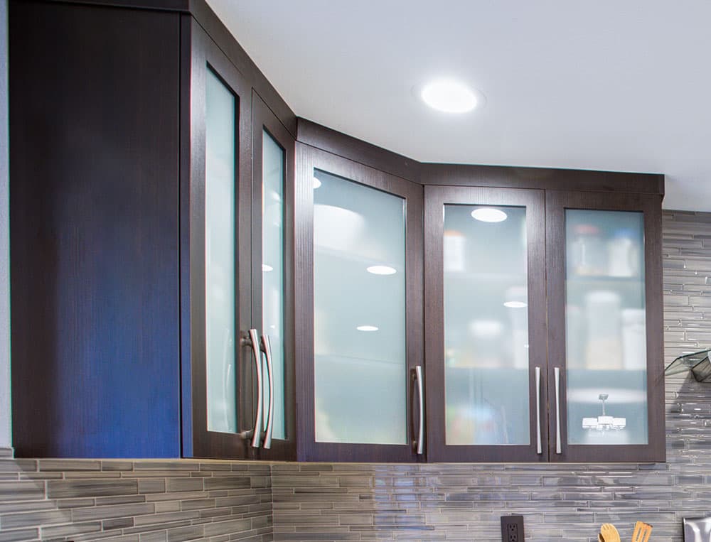 Custom cabinet glass installed by Sarasota Glass & Mirror